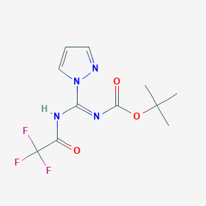 molecular formula C11H13F3N4O3 B8212410 tert-butyl (NZ)-N-[pyrazol-1-yl-[(2,2,2-trifluoroacetyl)amino]methylidene]carbamate 