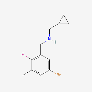 molecular formula C12H15BrFN B8212655 N-(5-Bromo-2-fluoro-3-methylbenzyl)-1-cyclopropylmethanamine 