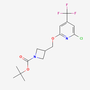 molecular formula C15H18ClF3N2O3 B8212711 Tert-butyl 3-[[6-chloro-4-(trifluoromethyl)pyridin-2-yl]oxymethyl]azetidine-1-carboxylate 