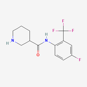 molecular formula C13H14F4N2O B8213058 N-(4-Fluoro-2-(trifluoromethyl)phenyl)piperidine-3-carboxamide 