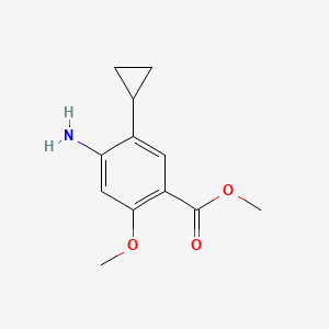 molecular formula C12H15NO3 B8213553 Methyl 4-amino-5-cyclopropyl-2-methoxybenzoate 