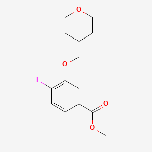 molecular formula C14H17IO4 B8213701 Methyl 4-iodo-3-((tetrahydro-2H-pyran-4-yl)methoxy)benzoate 