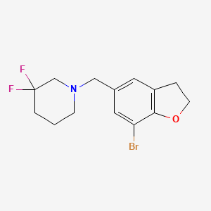 molecular formula C14H16BrF2NO B8213745 1-((7-Bromo-2,3-dihydrobenzofuran-5-yl)methyl)-3,3-difluoropiperidine 