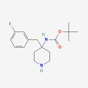 molecular formula C17H25FN2O2 B8215133 tert-butyl N-{4-[(3-fluorophenyl)methyl]piperidin-4-yl}carbamate 