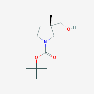 molecular formula C11H21NO3 B8215511 tert-Butyl (S)-3-(hydroxymethyl)-3-methylpyrrolidine-1-carboxylate 