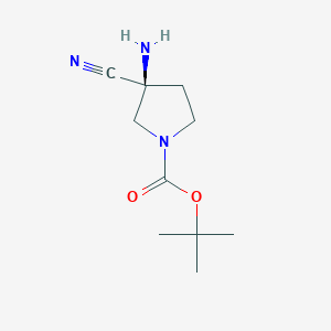 molecular formula C10H17N3O2 B8215587 Tert-butyl (3S)-3-amino-3-cyanopyrrolidine-1-carboxylate 