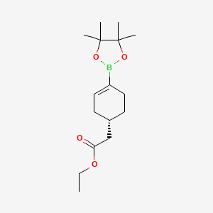 molecular formula C16H27BO4 B8215940 ethyl 2-[(1S)-4-(4,4,5,5-tetramethyl-1,3,2-dioxaborolan-2-yl)cyclohex-3-en-1-yl]acetate 