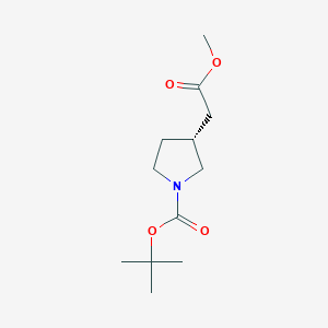 molecular formula C12H21NO4 B8217045 tert-butyl (3R)-3-(2-methoxy-2-oxoethyl)pyrrolidine-1-carboxylate 