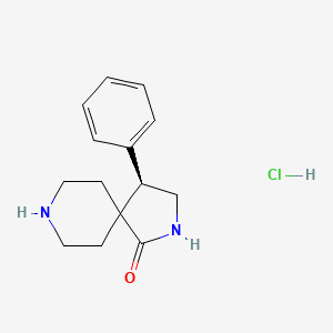 molecular formula C14H19ClN2O B8217618 (4R)-4-phenyl-2,8-diazaspiro[4.5]decan-1-one;hydrochloride 
