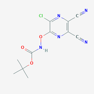 molecular formula C11H10ClN5O3 B8218037 tert-Butyl ((3-chloro-5,6-dicyanopyrazin-2-yl)oxy)carbamate 