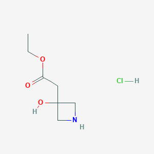 molecular formula C7H14ClNO3 B8220202 Ethyl 2-(3-hydroxyazetidin-3-yl)acetate hydrochloride 