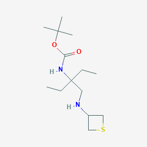 molecular formula C14H28N2O2S B8221638 tert-Butyl(3-((thietan-3-ylamino)methyl)pentan-3-yl)carbamate 