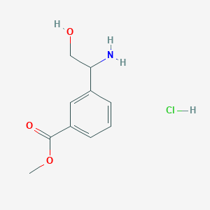 molecular formula C10H14ClNO3 B8222232 Methyl 3-(1-amino-2-hydroxyethyl)benzoate hcl 