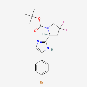 molecular formula C18H20BrF2N3O2 B8222362 Tert-butyl (s)-2-(5-(4-bromophenyl)-1h-imidazol-2-yl)-4,4-difluoropyrrolidine-1-carboxylate 