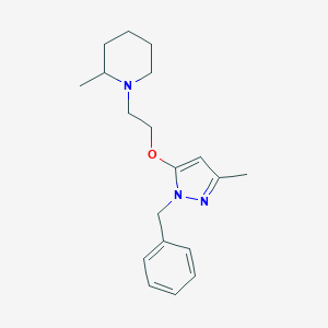molecular formula C19H27N3O B082254 1-Benzyl-3-methyl-5-(2-(2-methylpiperidino)ethoxy)pyrazole CAS No. 15090-10-5