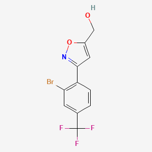 molecular formula C11H7BrF3NO2 B8225846 [3-[2-Bromo-4-(trifluoromethyl)phenyl]-1,2-oxazol-5-yl]methanol 