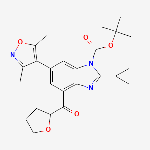 molecular formula C25H29N3O5 B8226713 tert-butyl 2-cyclopropyl-6-(3,5-dimethylisoxazol-4-yl)-4-(tetrahydrofuran-2-carbonyl)-1H-benzo[d]imidazole-1-carboxylate 