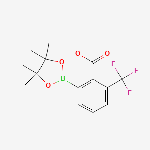 molecular formula C15H18BF3O4 B8227705 Benzoic acid, 2-(4,4,5,5-tetramethyl-1,3,2-dioxaborolan-2-yl)-6-(trifluoromethyl)-, methyl ester CAS No. 1146214-79-0