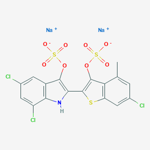 molecular formula C17H8Cl3NNa2O8S3 B082279 1H-Indol-3-ol, 5,7-dichloro-2-[6-chloro-4-methyl-3-(sulfooxy)benzo[b]thien-2-yl]-, hydrogen sulfate (ester), disodium salt CAS No. 10241-20-0