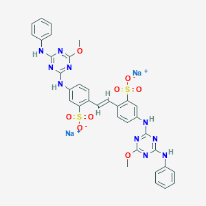 molecular formula C34H28N10Na2O8S2 B082286 Disodium 4,4'-bis[(4-anilino-6-methoxy-1,3,5-triazin-2-yl)amino]stilbene-2,2'-disulphonate CAS No. 12224-08-7