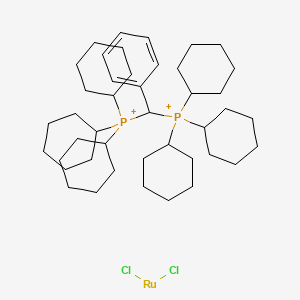 molecular formula C43H72Cl2P2Ru+2 B8229076 bis(tricyclohexylphosphine)benzylidene ruthenium(IV) dichloride 