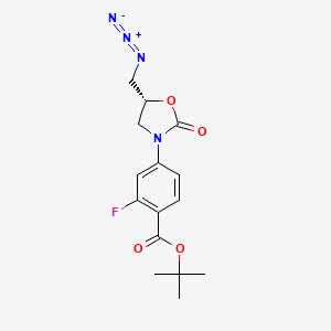 molecular formula C15H17FN4O4 B8229111 tert-butyl 4-[(5R)-5-(azidomethyl)-2-oxo-1,3-oxazolidin-3-yl]-2-fluorobenzoate 