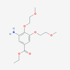 molecular formula C15H23NO6 B8229587 Benzoic acid, 3-amino-4,5-bis(2-methoxyethoxy)-, ethyl ester 