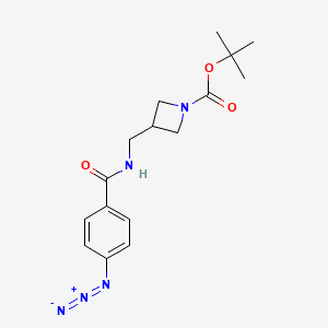 molecular formula C16H21N5O3 B8230552 Tert-butyl 3-((4-azidobenzamido)methyl)azetidine-1-carboxylate 