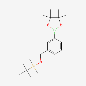 molecular formula C19H33BO3Si B8230662 tert-Butyldimethyl{[3-(tetramethyl-1,3,2-dioxaborolan-2-yl)phenyl]methoxy}silane 