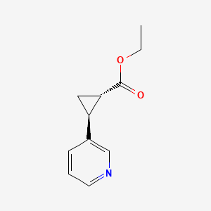 molecular formula C11H13NO2 B8230730 (1RS,2RS)-2-Pyridin-3-YL-cyclopropanecarboxylic acid ethyl ester 