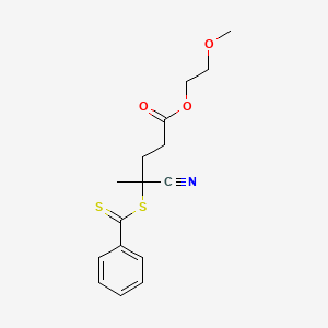 molecular formula C16H19NO3S2 B8230798 Poly(oxy-1,2-ethanediyl), alpha-[4-cyano-4-[(phenylthioxomethyl)thio]-1-oxopentyl]-omega-methoxy- CAS No. 201611-94-1