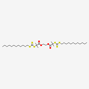 molecular formula C36H66O4S6 B8230801 alpha-[2-[[(Dodecylthio)thioxomethyl]thio]-2-methyl-1-oxopropyl]-omega-[2-[[(dodecylthio)thioxomethyl]thio]-2-methyl-1-oxopropoxy]-poly(oxy-1,2-ethanediyl) CAS No. 946617-97-6