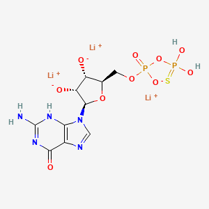 molecular formula C10H12Li3N5O10P2S B8231105 trilithium;[(2R,3S,4R,5R)-5-(2-amino-6-oxo-3H-purin-9-yl)-3,4-dioxidooxolan-2-yl]methyl dihydroxyphosphinothioyl phosphate 