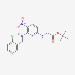 molecular formula C18H21ClN4O4 B8232025 Tert-butyl 2-[[6-[(2-chlorophenyl)methylamino]-5-nitropyridin-2-yl]amino]acetate 