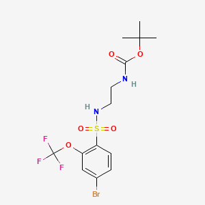 molecular formula C14H18BrF3N2O5S B8232170 tert-Butyl (2-(4-bromo-2-(trifluoromethoxy)phenylsulfonamido)ethyl)carbamate 