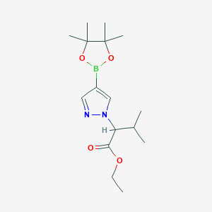 molecular formula C16H27BN2O4 B8232276 Ethyl 3-methyl-2-(4-(4,4,5,5-tetramethyl-1,3,2-dioxaborolan-2-YL)-1H-pyrazol-1-YL)butanoate 