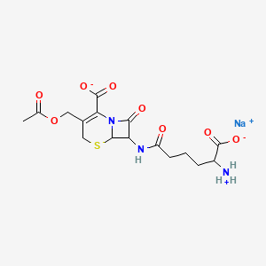 Sodium;3-(acetyloxymethyl)-7-[(5-azaniumyl-5-carboxylatopentanoyl)amino]-8-oxo-5-thia-1-azabicyclo[4.2.0]oct-2-ene-2-carboxylate