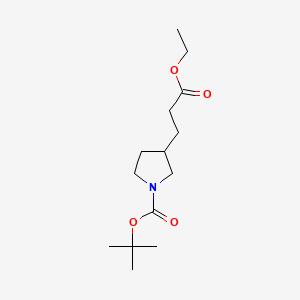 molecular formula C14H25NO4 B8233074 tert-Butyl 3-(3-ethoxy-3-oxopropyl)pyrrolidine-1-carboxylate 
