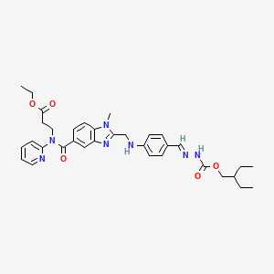molecular formula C34H41N7O5 B8233940 beta-Alanine, N-[[2-[[[4-[[[(2-ethylbutoxy)carbonyl]amino]iminomethyl]phenyl]amino]methyl]-1-methyl-1H-benzimidazol-5-yl]carbonyl]-N-2-pyridinyl-, ethyl ester 