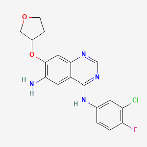 molecular formula C18H16ClFN4O2 B8233967 N4-(3-Chloro-4-fluorophenyl)-7-((tetrahydrofuran-3-yl)oxy)quinazoline-4,6-diamine 