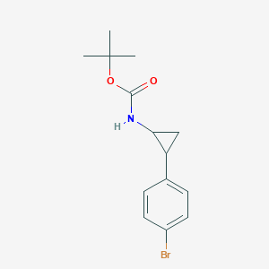 molecular formula C14H18BrNO2 B8233991 (1S,2R)-[2-(4-Bromo-phenyl)-cyclopropyl]-carbamic acid tert-butyl ester 