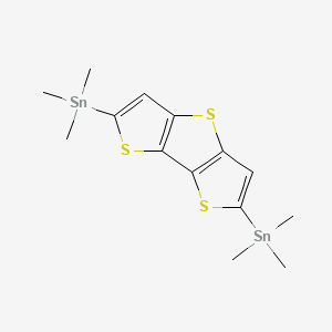molecular formula C14H20S3Sn2 B8234044 trimethyl-(10-trimethylstannyl-3,7,11-trithiatricyclo[6.3.0.02,6]undeca-1(8),2(6),4,9-tetraen-4-yl)stannane 