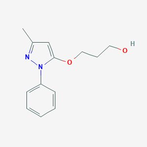 molecular formula C13H16N2O2 B082361 Propanol, 3-(3-methyl-1-phenyl-5-pyrazolyloxy)- CAS No. 15083-34-8