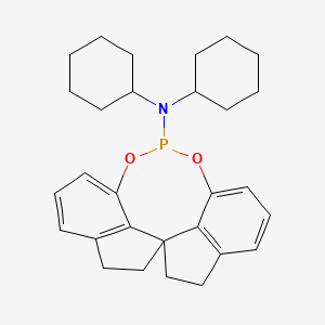molecular formula C29H36NO2P B8236398 N,N-dicyclohexyl-4,5,6,7-tetrahydroiindeno[7,1-de:1',7'-fg][1,3,2]dioxaphosphocin-12-amine 