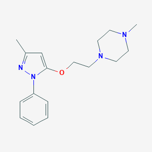 molecular formula C17H24N4O B082365 Pyrazole, 3-methyl-5-(2-(4-methyl-1-piperazinyl)ethoxy)-1-phenyl- CAS No. 15083-52-0