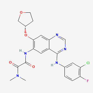 molecular formula C22H21ClFN5O4 B8236552 (S)-N1-(4-((3-CHLORO-4-FLUOROPHENYL)AMINO)-7-((TETRAHYDROFURAN-3-YL)OXY)QUINAZOLIN-6-YL)-N2,N2-DIMETHYLOXALAMIDE 