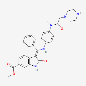 molecular formula C30H31N5O4 B8236611 methyl (3Z)-3-[[4-[methyl-(2-piperazin-1-ylacetyl)amino]anilino]-phenylmethylidene]-2-oxo-1H-indole-6-carboxylate 