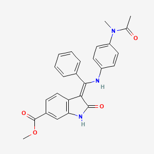 molecular formula C26H23N3O4 B8236691 methyl (3Z)-3-[[4-[acetyl(methyl)amino]anilino]-phenylmethylidene]-2-oxo-1H-indole-6-carboxylate 