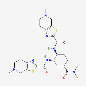 molecular formula C25H35N7O3S2 B8236968 N,N'-((1S,2R,4S)-4-(Dimethylcarbamoyl)cyclohexane-1,2-diyl)bis(5-methyl-4,5,6,7-tetrahydrothiazolo[5,4-C]pyridine-2-carboxamide) 