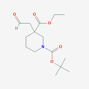 molecular formula C15H25NO5 B8237145 Ethyl 1-Boc-3-(2-oxoethyl)piperidine-3-carboxylate 